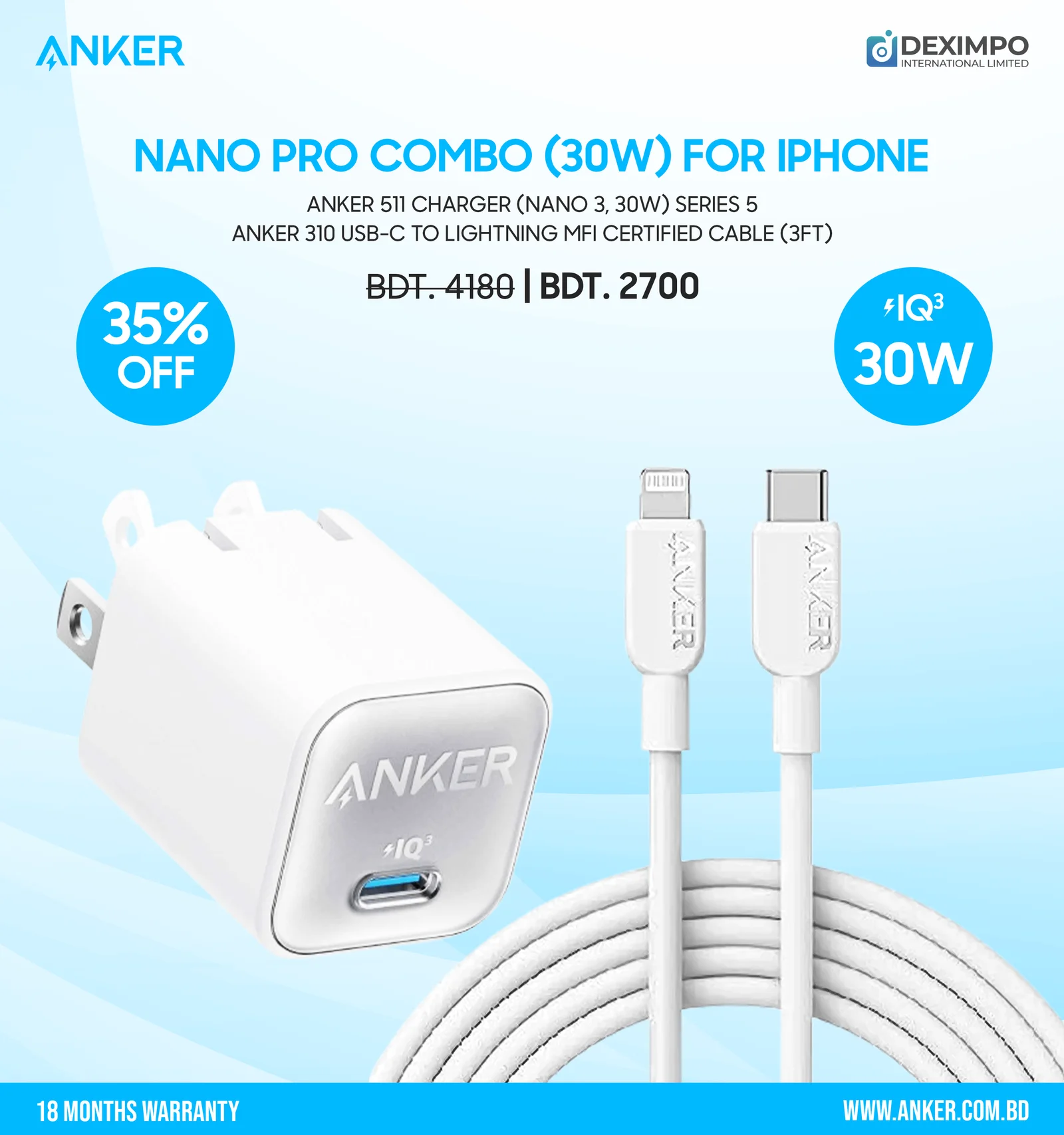 Anker Nano Pro Combo (30w) – Combo -3(18 month warranty)