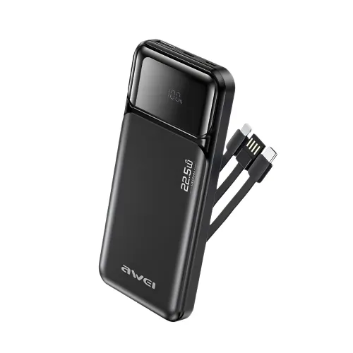 Awei PA-91 10000mah 22.5W Fast Charging Power Bank with Built‑in Cable