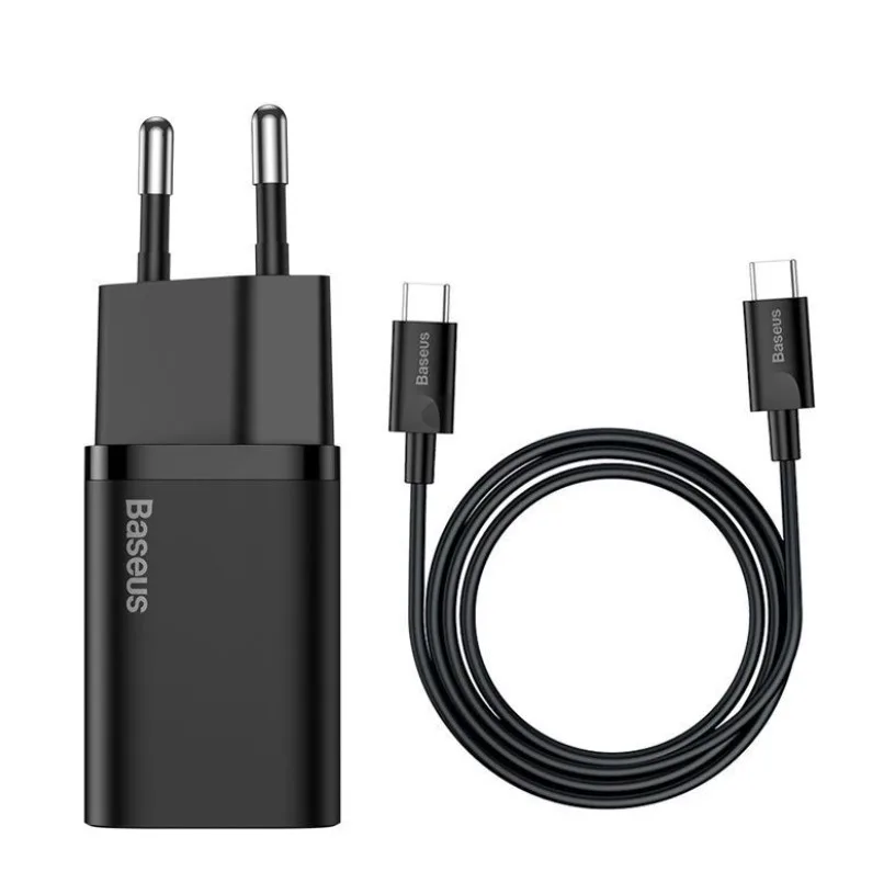 Baseus Charger 25W Super Si Quick Adapter 1C EU Sets Black With Type-C