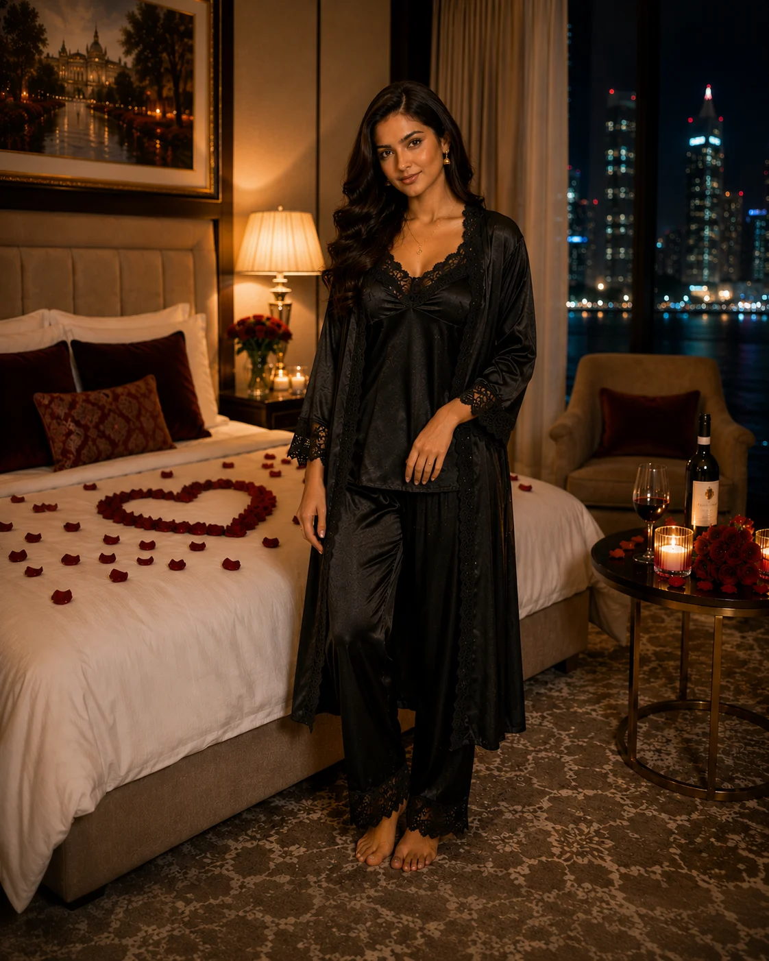 5 Part Premium Nightwear - Black Color